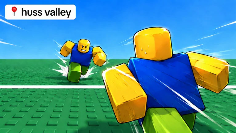 Huss Valley Roblox runners crossing the arena